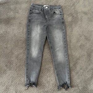 Topshop Jamie Grey Cropped Raw Hem Jeans W28 L28